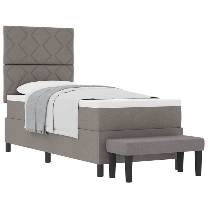 Casa si Gradina - Mobilier - Paturi si accesorii - Paturi - Pat cu arcuri cu saltea si banca Taupe 80x200 cm tesatura - Infinity.ro