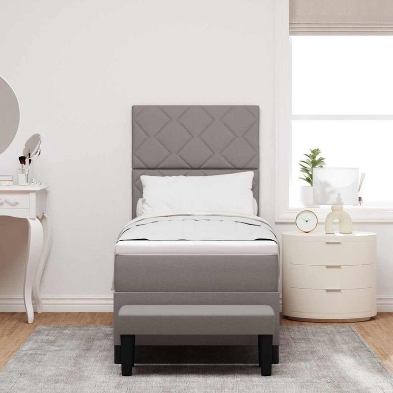 Casa si Gradina - Mobilier - Paturi si accesorii - Paturi - Pat cu arcuri cu saltea si banca Taupe 80x200 cm tesatura - Infinity.ro