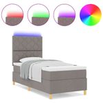 Casa si Gradina - Mobilier - Paturi si accesorii - Paturi - Pat cu arcuri cu saltea si LED taupe 100x200 cm tesatura - Infinity.ro