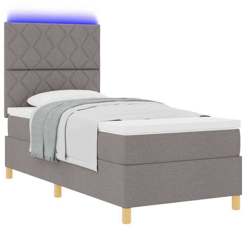 Casa si Gradina - Mobilier - Paturi si accesorii - Paturi - Pat cu arcuri cu saltea si LED taupe 100x200 cm tesatura - Infinity.ro