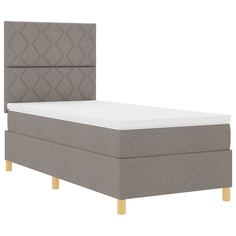 Casa si Gradina - Mobilier - Paturi si accesorii - Paturi - Pat cu arcuri cu saltea si LED taupe 100x200 cm tesatura - Infinity.ro