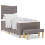 Casa si Gradina - Mobilier - Paturi si accesorii - Paturi - Pat cu arcuri cu saltea si banca taupe 100x200 cm tesatura - Infinity.ro