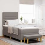 Casa si Gradina - Mobilier - Paturi si accesorii - Paturi - Pat cu arcuri cu saltea si banca taupe 100x200 cm tesatura - Infinity.ro