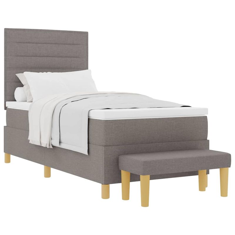 Casa si Gradina - Mobilier - Paturi si accesorii - Paturi - Pat cu arcuri cu saltea si banca taupe 100x200 cm tesatura - Infinity.ro