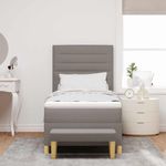 Casa si Gradina - Mobilier - Paturi si accesorii - Paturi - Pat cu arcuri cu saltea si banca taupe 100x200 cm tesatura - Infinity.ro