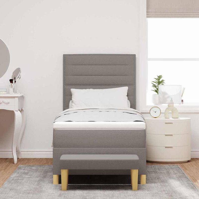 Casa si Gradina - Mobilier - Paturi si accesorii - Paturi - Pat cu arcuri cu saltea si banca taupe 100x200 cm tesatura - Infinity.ro