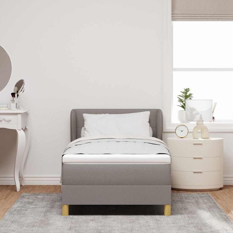 Casa si Gradina - Mobilier - Paturi si accesorii - Paturi - Pat box spring cu saltea, taupe, 80x200 cm, textil - Infinity.ro