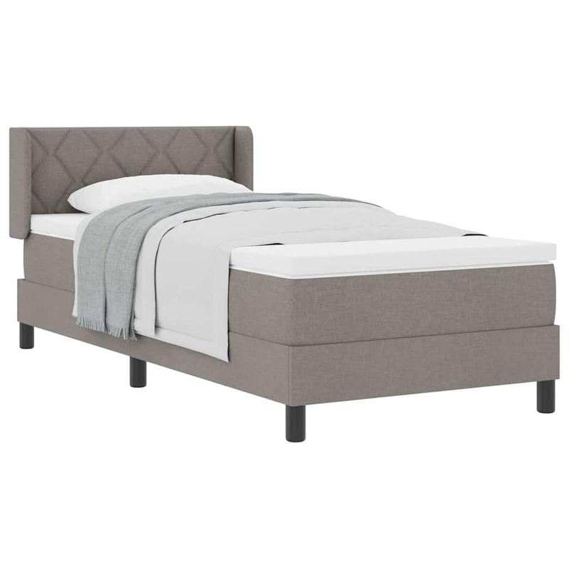 Casa si Gradina - Mobilier - Paturi si accesorii - Paturi - Pat Box Spring cu Saltea in Taupe, 100 x 200 cm, Material Textil. - Infinity.ro