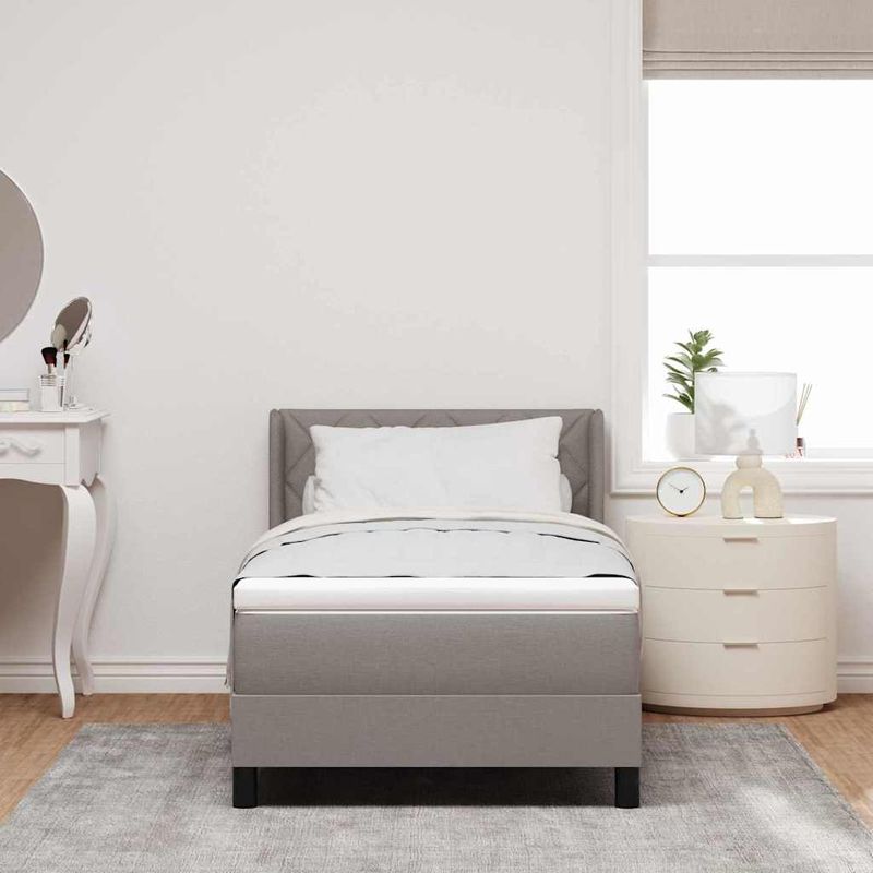 Casa si Gradina - Mobilier - Paturi si accesorii - Paturi - Pat Box Spring cu Saltea in Taupe, 100 x 200 cm, Material Textil. - Infinity.ro