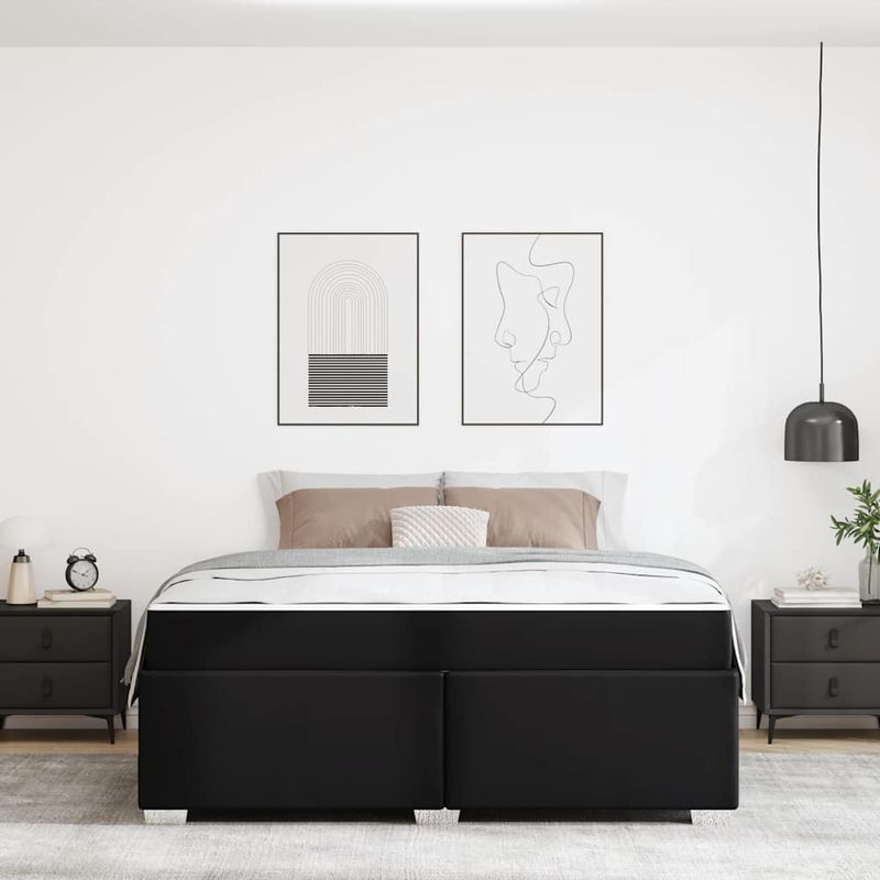 Casa si Gradina - Mobilier - Paturi si accesorii - Paturi - Cadru de pat Altele Negru 180 x 200 cm Piele artificiala - Infinity.ro