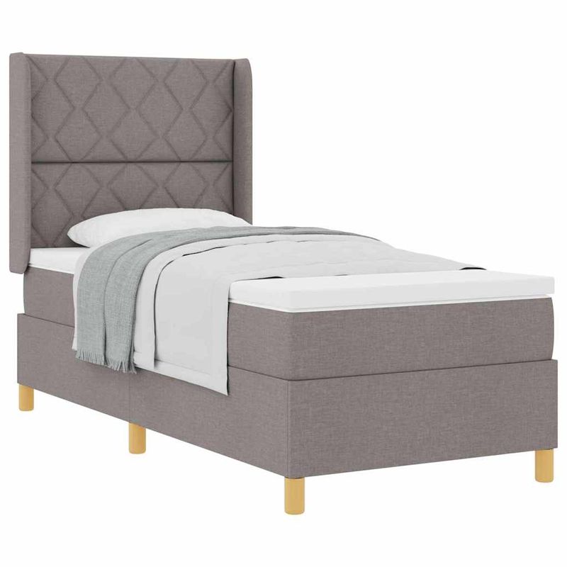 Casa si Gradina - Mobilier - Paturi si accesorii - Paturi - Pat cu arcuri cu saltea Taupe 100 x 200 cm, tesatura - Infinity.ro