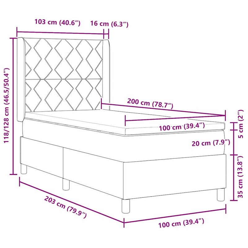 Casa si Gradina - Mobilier - Paturi si accesorii - Paturi - Pat cu arcuri cu saltea Taupe 100 x 200 cm, tesatura - Infinity.ro