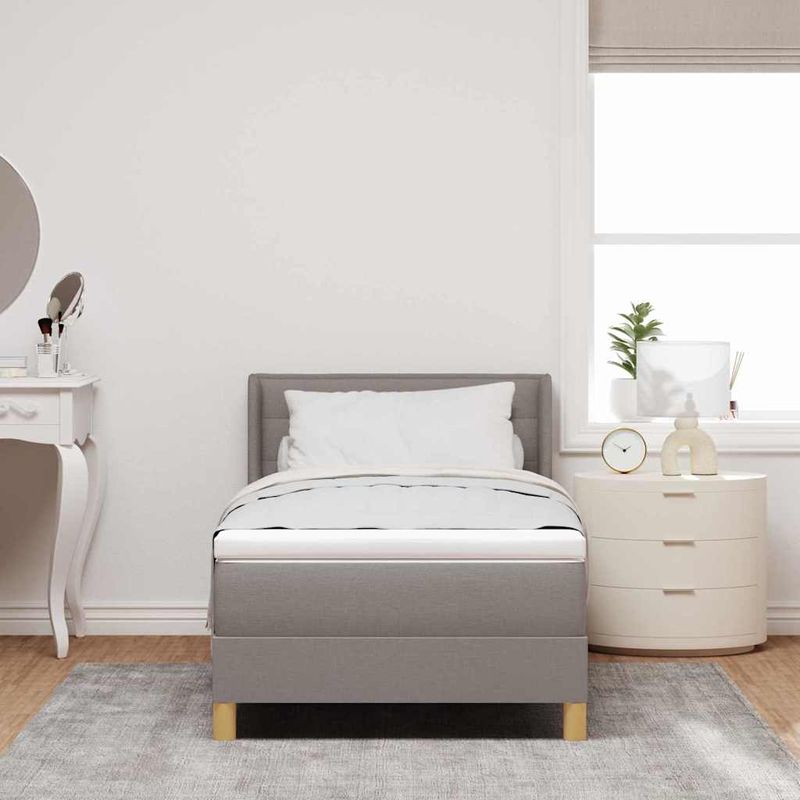Casa si Gradina - Mobilier - Paturi si accesorii - Paturi - Pat Box Spring cu saltea in taupe, 80 x 200 cm, din material textil. - Infinity.ro