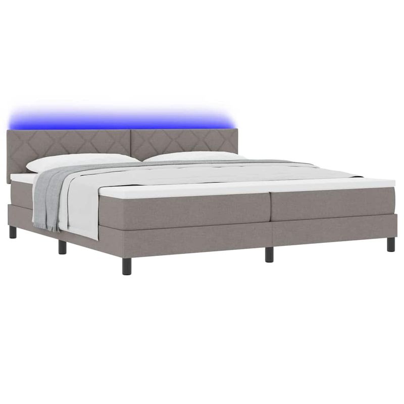 Casa si Gradina - Mobilier - Paturi si accesorii - Paturi - Pat cu arcuri cu saltea & LED taupe 200x200 cm tesatura - Infinity.ro