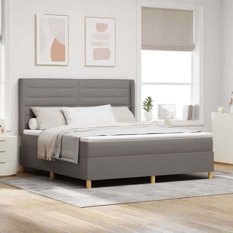 Casa si Gradina - Mobilier - Paturi si accesorii - Paturi - Pat cu arcuri si saltea taupe 180x200 cm, tesatura - Infinity.ro