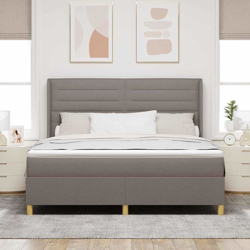Casa si Gradina - Mobilier - Paturi si accesorii - Paturi - Pat cu arcuri si saltea taupe 180x200 cm, tesatura - Infinity.ro