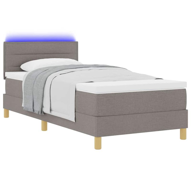 Casa si Gradina - Mobilier - Paturi si accesorii - Paturi - Pat cu arc cu saltea & LED taupe 100x200 cm tesatura - Infinity.ro