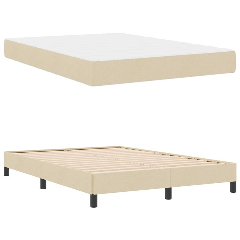 Casa si Gradina - Mobilier - Paturi si accesorii - Paturi - Pat cu arcuri Altele Crem 140 x 190 cm tesatura - Infinity.ro