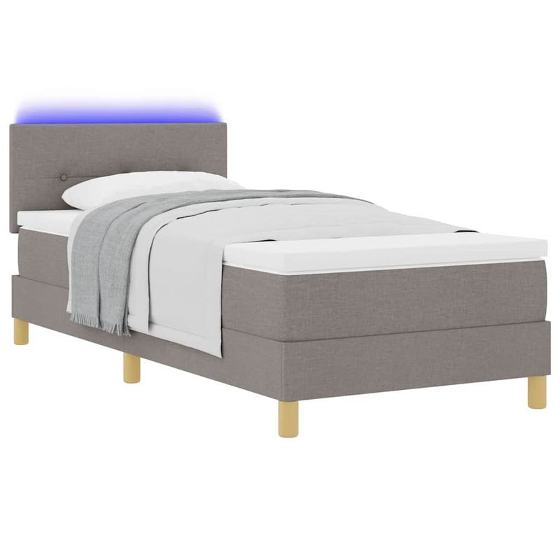Casa si Gradina - Mobilier - Paturi si accesorii - Paturi - Pat cu Arcuri & Saltea LED Taupe 100x200 cm Tesatura - Infinity.ro
