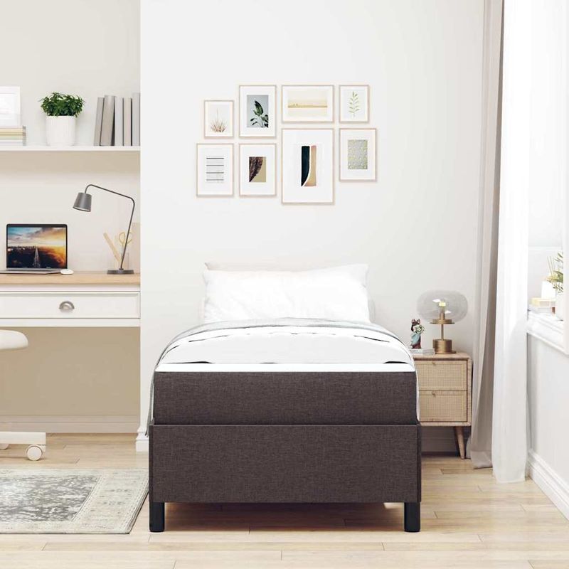 Casa si Gradina - Mobilier - Paturi si accesorii - Paturi - Pat cu arcuri Maro 90 x 200 cm Tesatura, Lemn Ingineresc - Infinity.ro