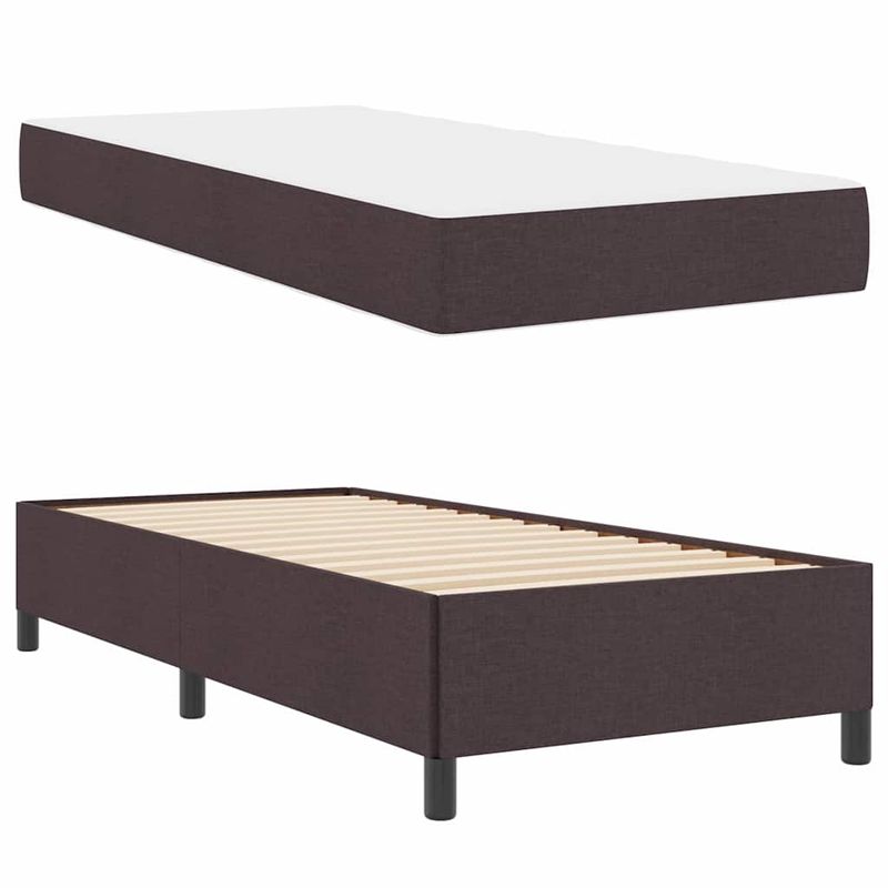 Casa si Gradina - Mobilier - Paturi si accesorii - Paturi - Pat cu arcuri Maro 90 x 200 cm Tesatura, Lemn Ingineresc - Infinity.ro