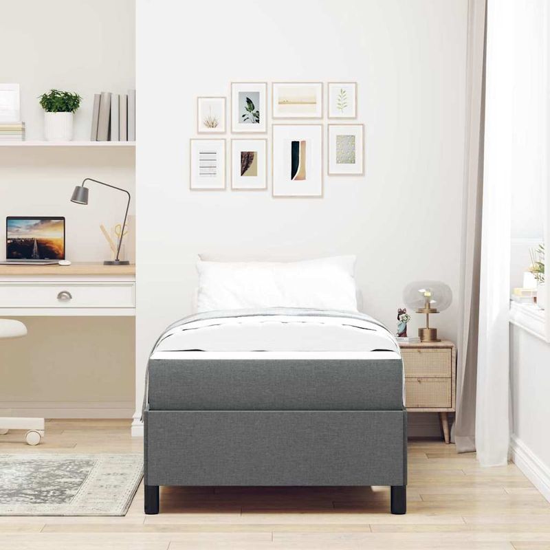 Casa si Gradina - Mobilier - Paturi si accesorii - Paturi - Pat cu arcuri Gri inchis, Negru 100 x 200 cm - Infinity.ro