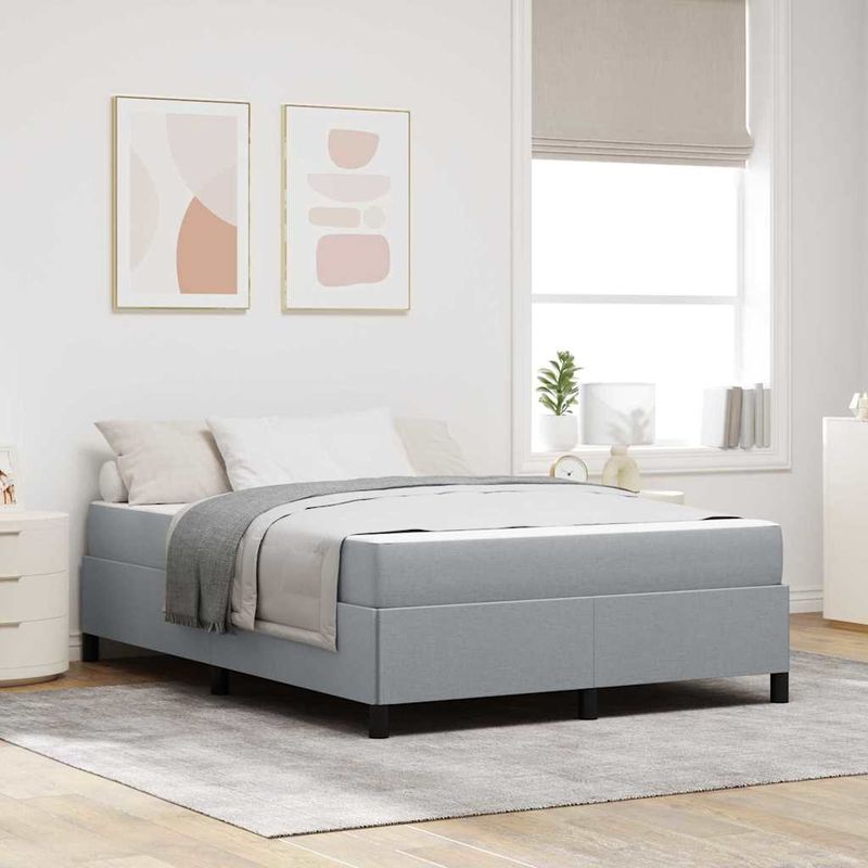 Casa si Gradina - Mobilier - Paturi si accesorii - Paturi - Pat cu arcuri Gri deschis, Negru 140 x 190 cm - Infinity.ro