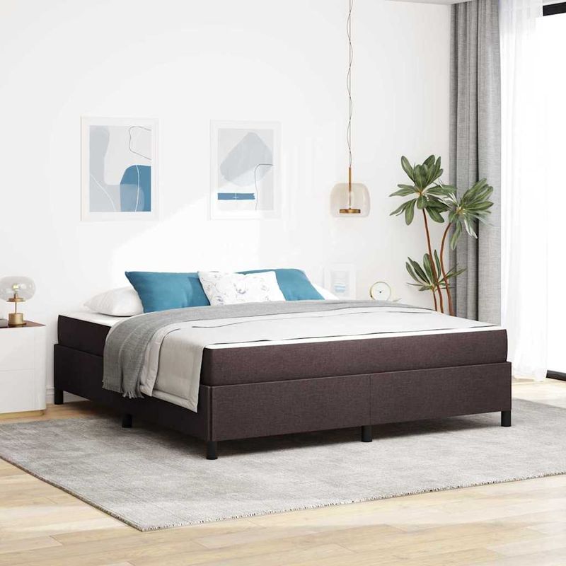 Casa si Gradina - Mobilier - Paturi si accesorii - Paturi - Pat cu arcuri Maro 180 x 200 cm Tesatura, Lemn Ingineresc - Infinity.ro