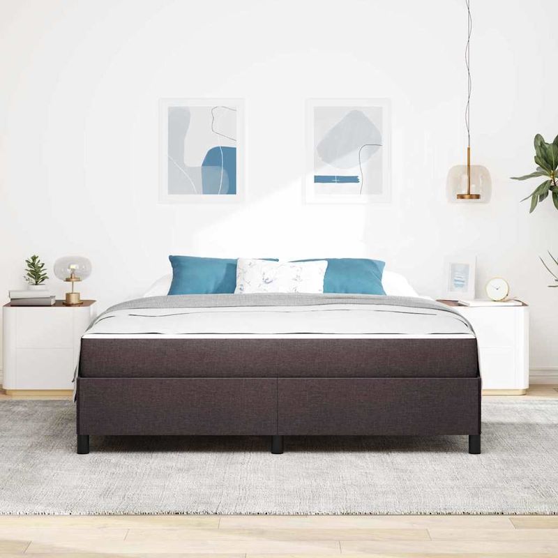 Casa si Gradina - Mobilier - Paturi si accesorii - Paturi - Pat cu arcuri Maro 180 x 200 cm Tesatura, Lemn Ingineresc - Infinity.ro
