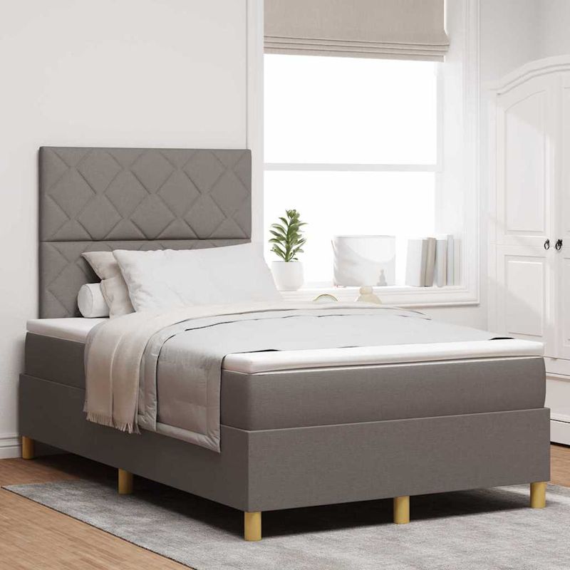 Casa si Gradina - Mobilier - Paturi si accesorii - Paturi - Pat cu suport de arcuri cu saltea si LED taupe 120x190 cm tesatura - Infinity.ro