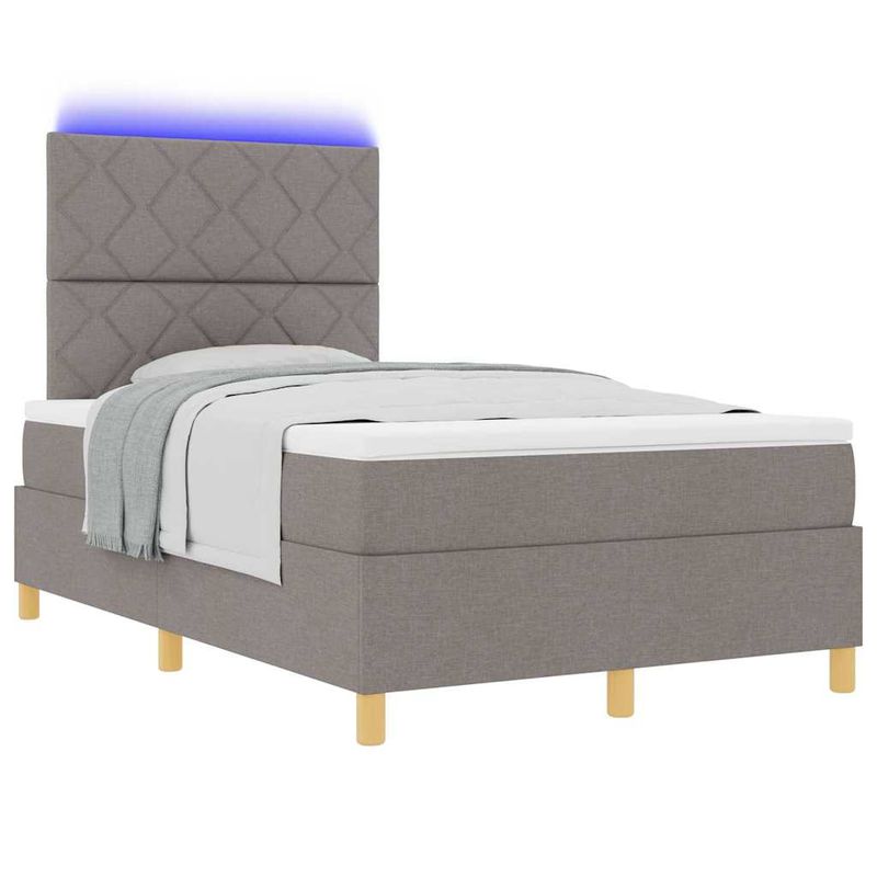 Casa si Gradina - Mobilier - Paturi si accesorii - Paturi - Pat cu suport de arcuri cu saltea si LED taupe 120x190 cm tesatura - Infinity.ro
