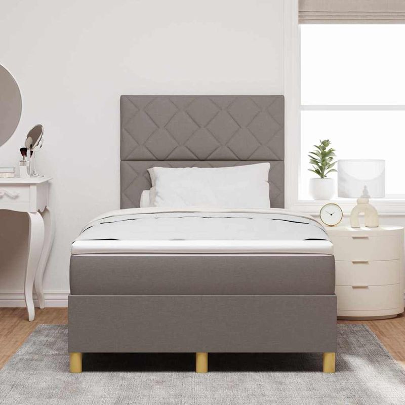 Casa si Gradina - Mobilier - Paturi si accesorii - Paturi - Pat cu suport de arcuri cu saltea si LED taupe 120x190 cm tesatura - Infinity.ro