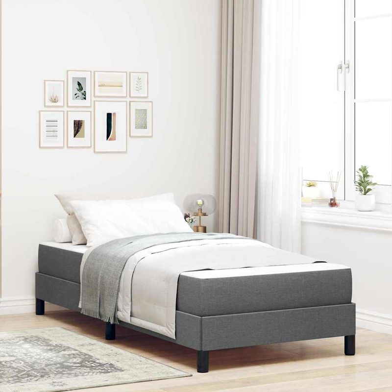 Casa si Gradina - Mobilier - Paturi si accesorii - Paturi - Pat cu arcuri Altele Gri inchis 90 x 190 cm tesatura - Infinity.ro