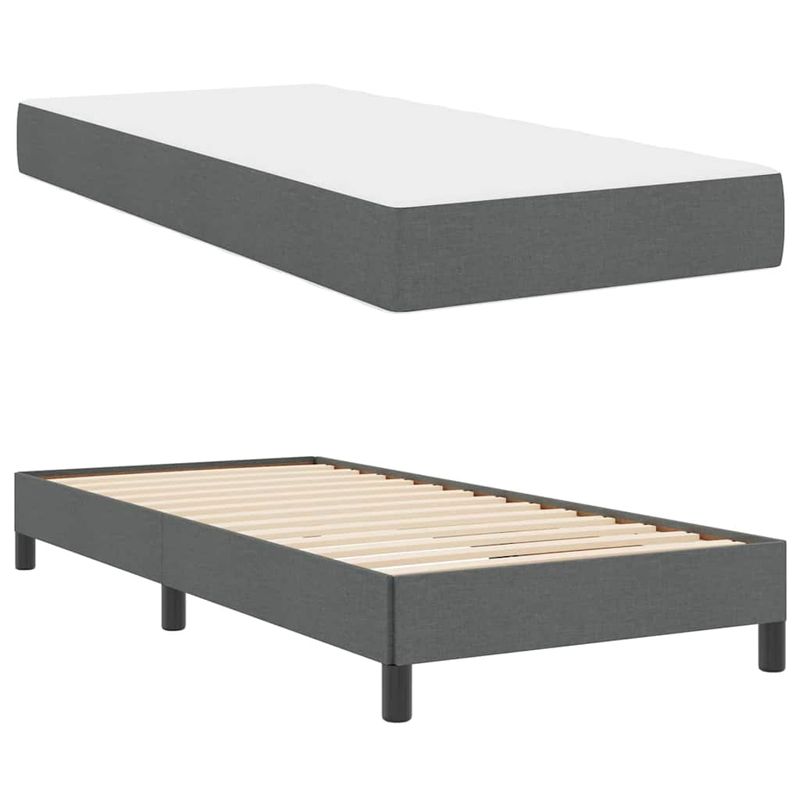 Casa si Gradina - Mobilier - Paturi si accesorii - Paturi - Pat cu arcuri Altele Gri inchis 90 x 190 cm tesatura - Infinity.ro