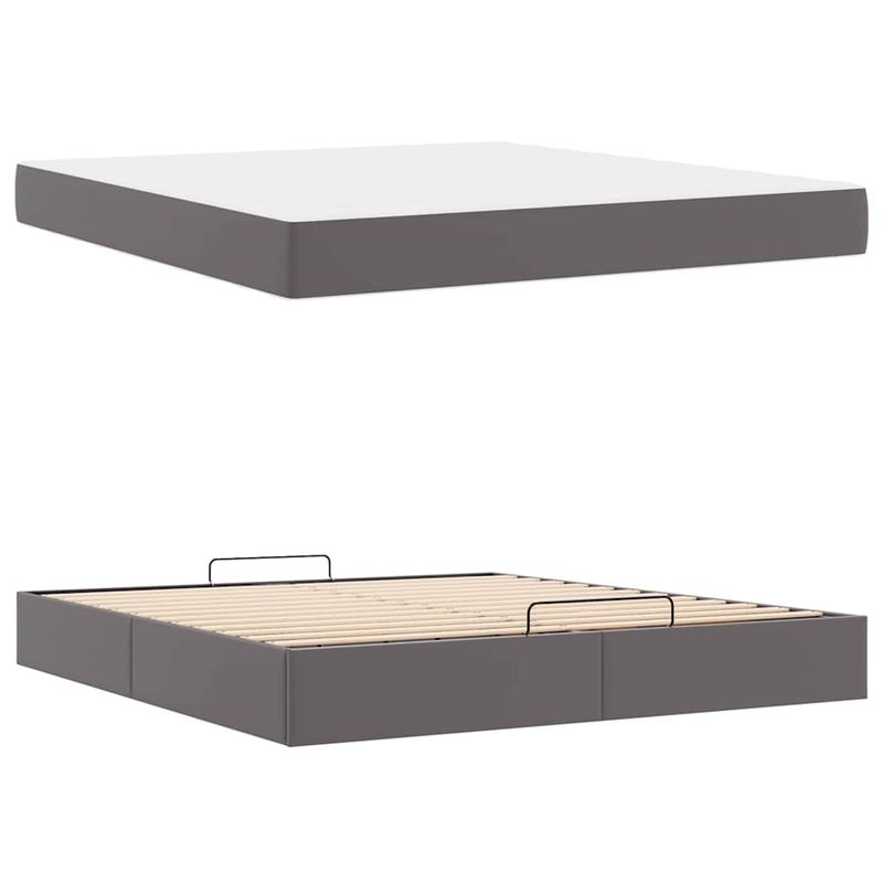 Casa si Gradina - Mobilier - Paturi si accesorii - Paturi - Cadru de pat cu saltea Gri 180 x 200 cm Piele artificiala - Infinity.ro