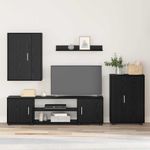 Casa si Gradina - Mobilier - Seturi de mobilier - Seturi living - Set de 4 piese pentru cabinet TV cu raft Pe perete 4 pcs Stejar negru - Infinity.ro