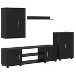 Casa si Gradina - Mobilier - Seturi de mobilier - Seturi living - Set de 4 piese pentru cabinet TV cu raft Pe perete 4 pcs Stejar negru - Infinity.ro
