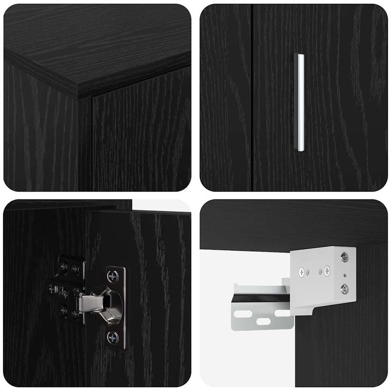 Casa si Gradina - Mobilier - Seturi de mobilier - Seturi living - Set de 4 piese pentru cabinet TV cu raft Pe perete 4 pcs Stejar negru - Infinity.ro