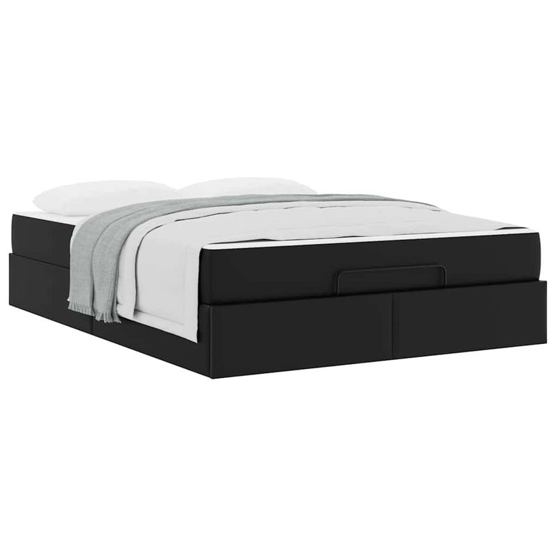 Casa si Gradina - Mobilier - Paturi si accesorii - Paturi - Cadru de pat cu saltea Negru 140 x 190 cm Piele artificiala - Infinity.ro