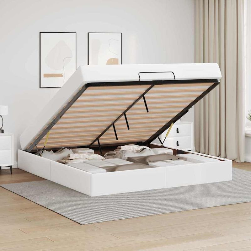 Casa si Gradina - Mobilier - Paturi si accesorii - Paturi - Cadru de pat cu saltea Alb pur 160 x 200 cm Piele artificiala - Infinity.ro
