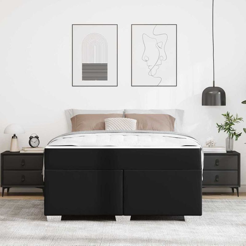 Casa si Gradina - Mobilier - Paturi si accesorii - Paturi - Cadru de pat Altele Negru 160 x 200 cm Piele artificiala - Infinity.ro