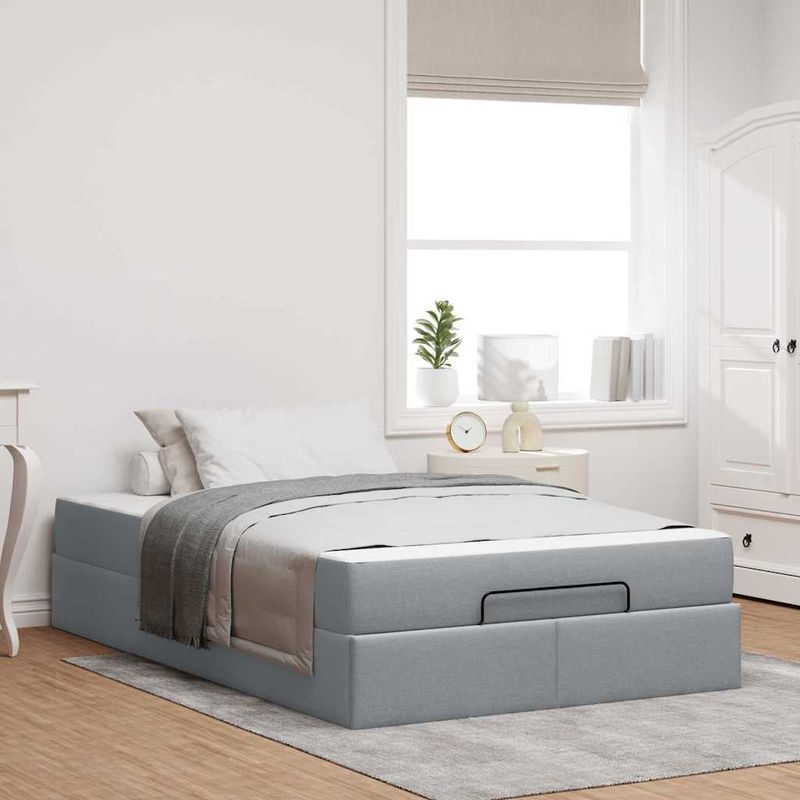 Casa si Gradina - Mobilier - Paturi si accesorii - Paturi - Cadru de pat Gri deschis 120 x 190 cm tesatura - Infinity.ro