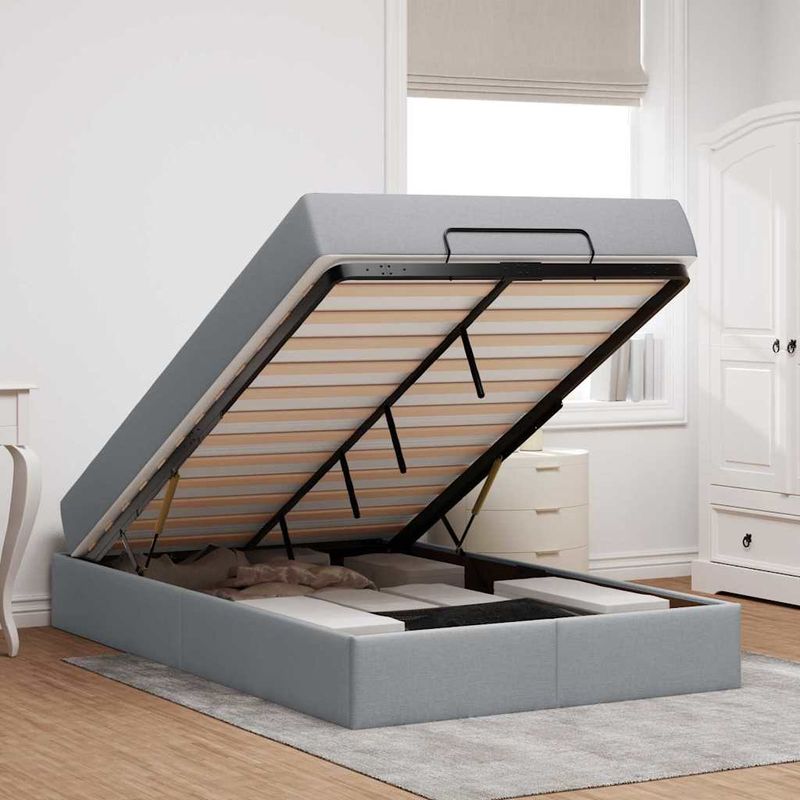 Casa si Gradina - Mobilier - Paturi si accesorii - Paturi - Cadru de pat Gri deschis 120 x 190 cm tesatura - Infinity.ro