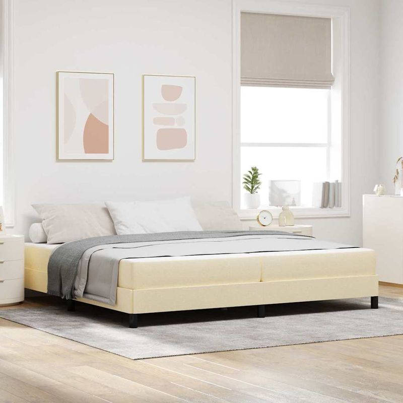 Casa si Gradina - Mobilier - Paturi si accesorii - Paturi - Pat cu arcuri Altele Crem 200 x 200 cm tesatura - Infinity.ro