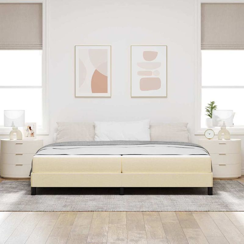 Casa si Gradina - Mobilier - Paturi si accesorii - Paturi - Pat cu arcuri Altele Crem 200 x 200 cm tesatura - Infinity.ro