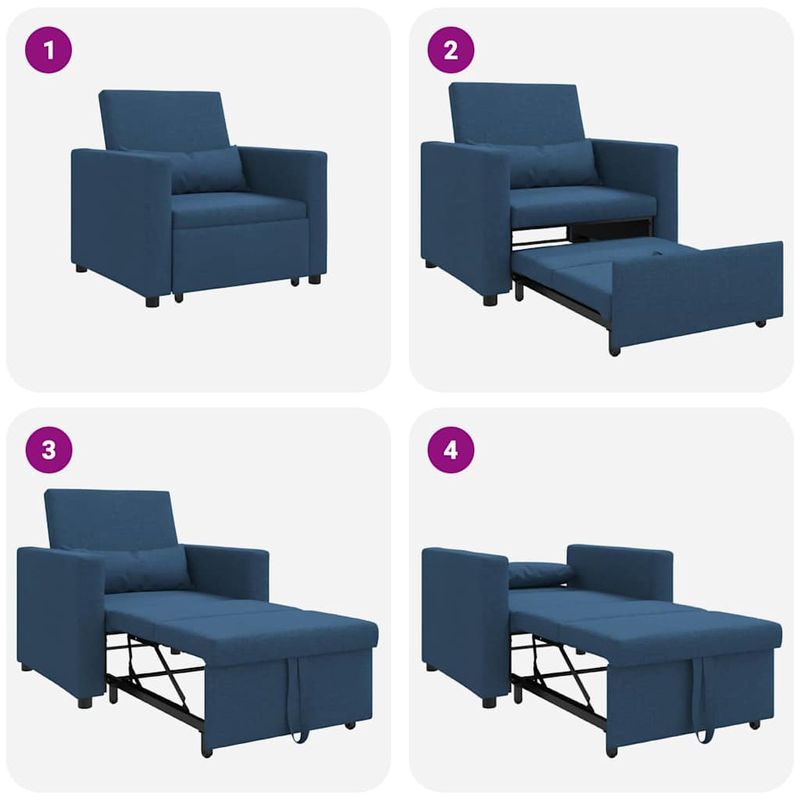 Casa si Gradina - Mobilier - Scaune si fotolii - Fotolii - Fotoliu Pat 3 In 1 Convertible Albastru Tesatura - Infinity.ro