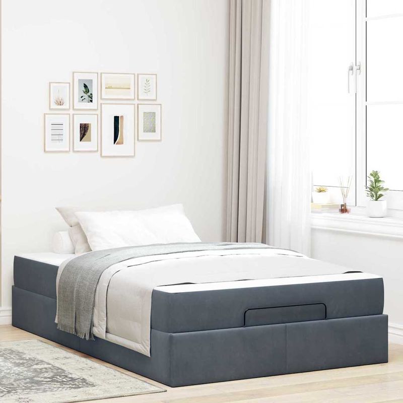 Casa si Gradina - Mobilier - Paturi si accesorii - Paturi - Cadru de pat cu depozitare Gri inchis 140 x 190 cm Catifea - Infinity.ro