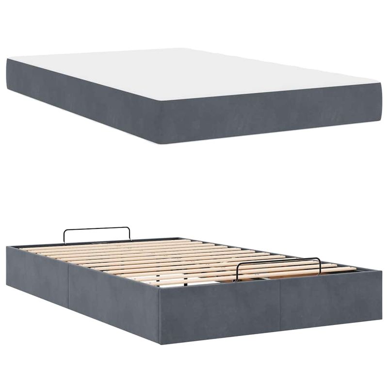 Casa si Gradina - Mobilier - Paturi si accesorii - Paturi - Cadru de pat cu depozitare Gri inchis 140 x 190 cm Catifea - Infinity.ro