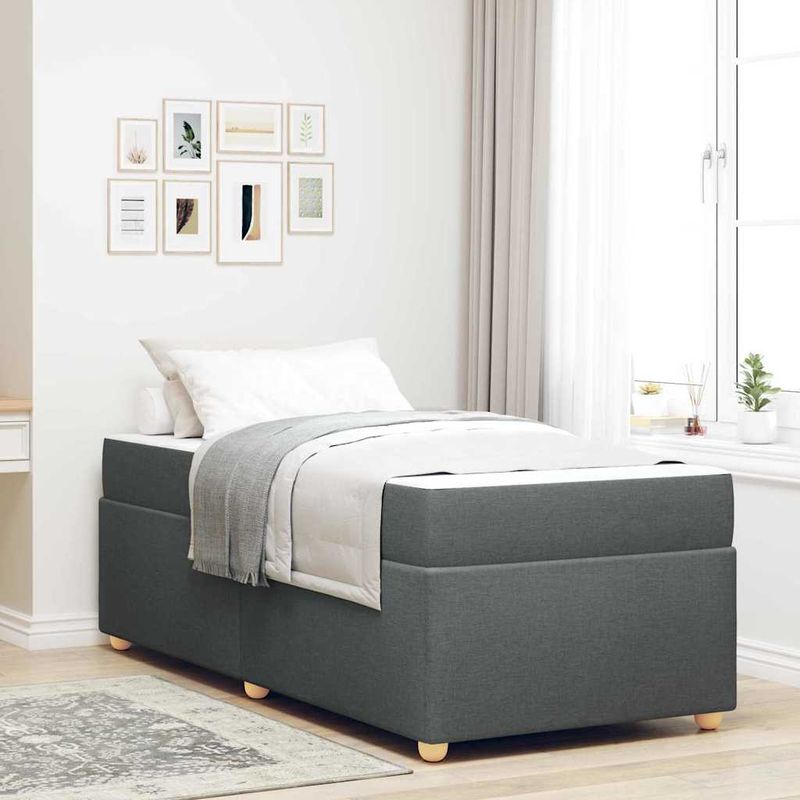 Casa si Gradina - Mobilier - Paturi si accesorii - Paturi - Cadru de pat cu saltea Altele Gri inchis 90 x 200 cm tesatura - Infinity.ro