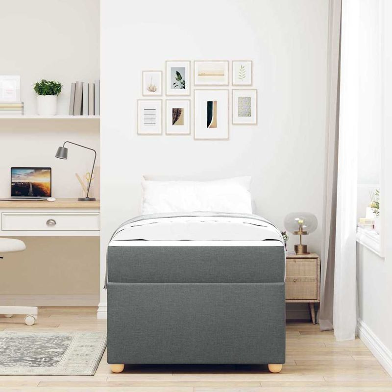 Casa si Gradina - Mobilier - Paturi si accesorii - Paturi - Cadru de pat cu saltea Altele Gri inchis 90 x 200 cm tesatura - Infinity.ro